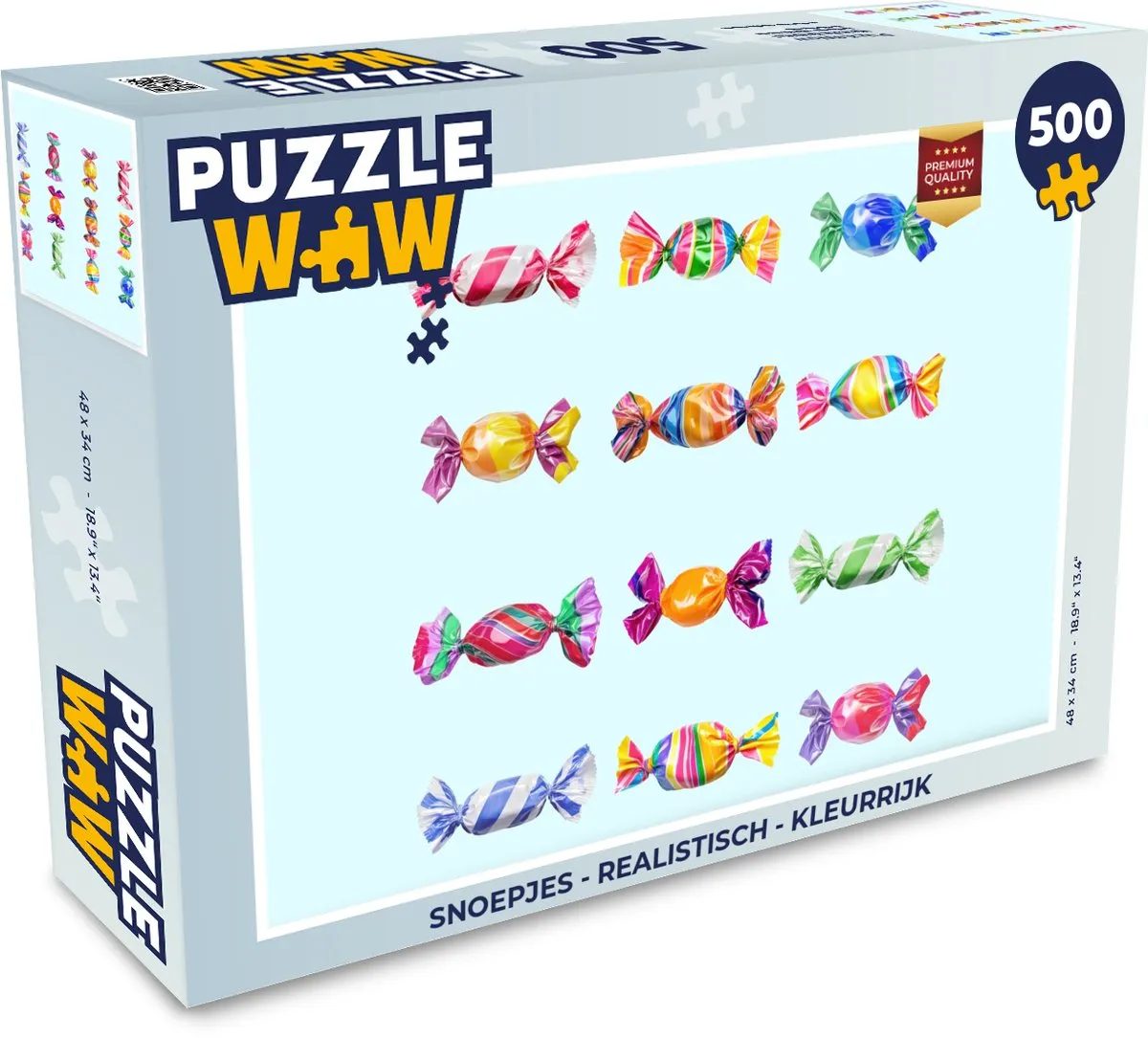 PuzzleWow Puzzel Snoepjes 500 Stuks - Lichtblauw