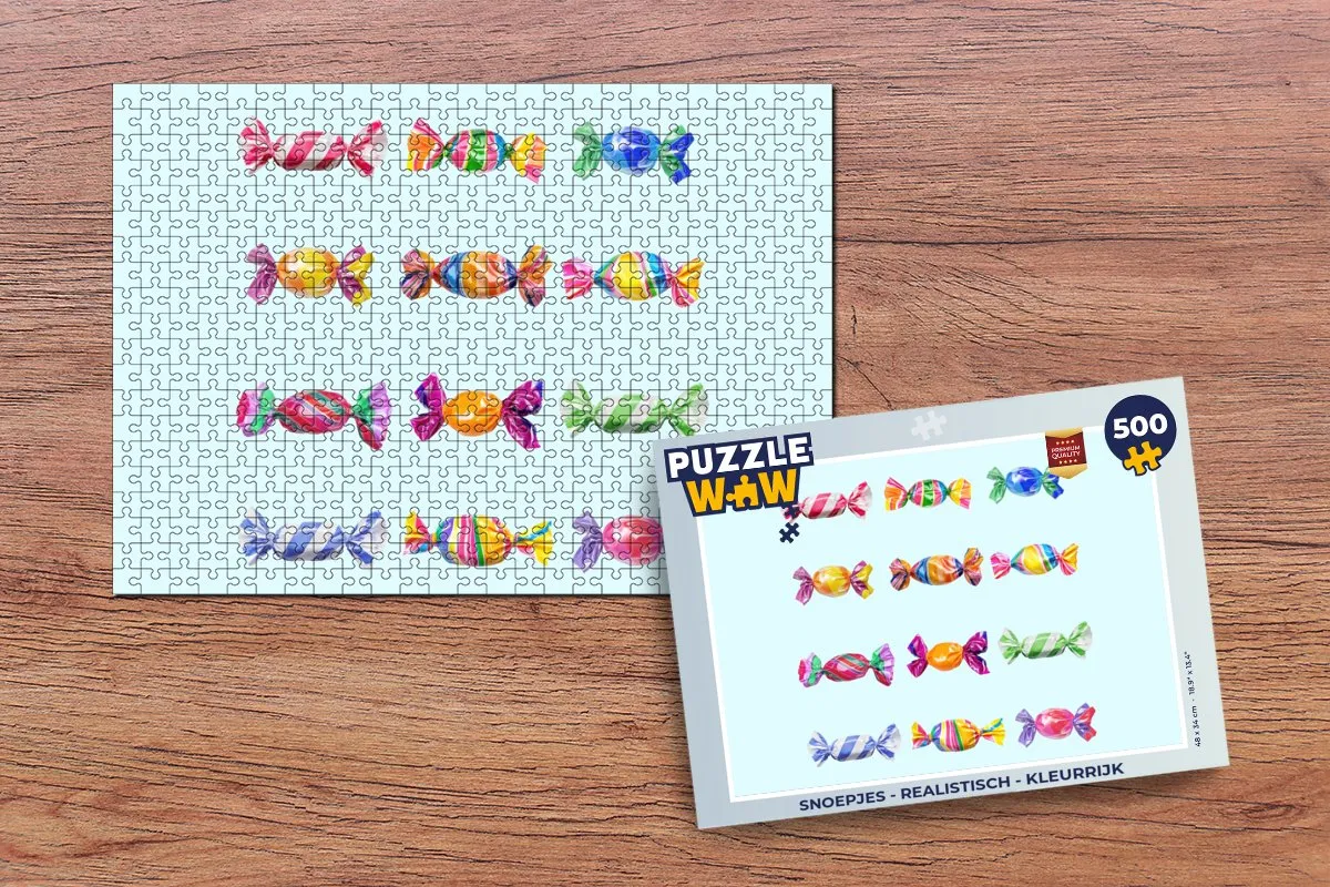 PuzzleWow Puzzel Snoepjes 500 Stuks - Lichtblauw