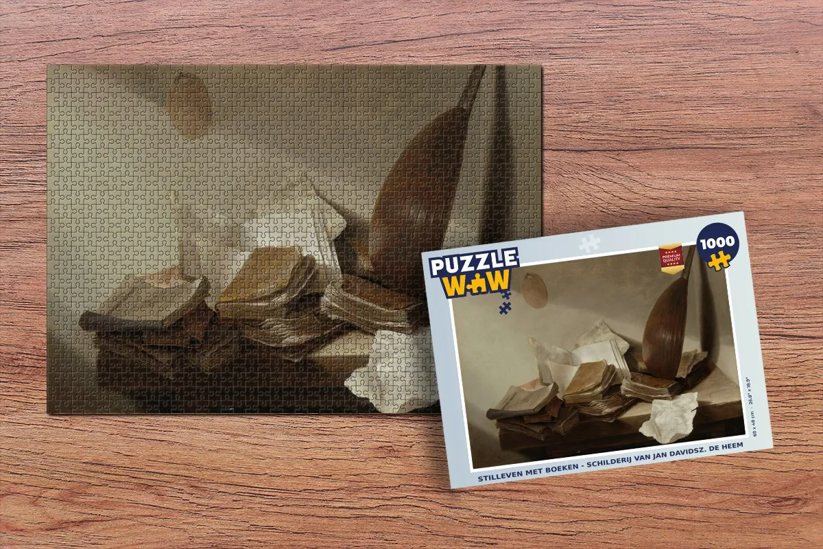 PuzzleWow Stilleven met boeken Legpuzzel 1000 Stuks - Multicolor