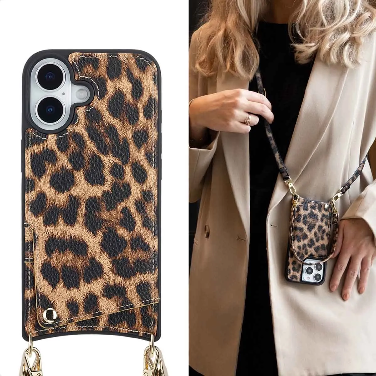 Selencia iPhone 17 Hoesje - Leopard - 2 Pasjes