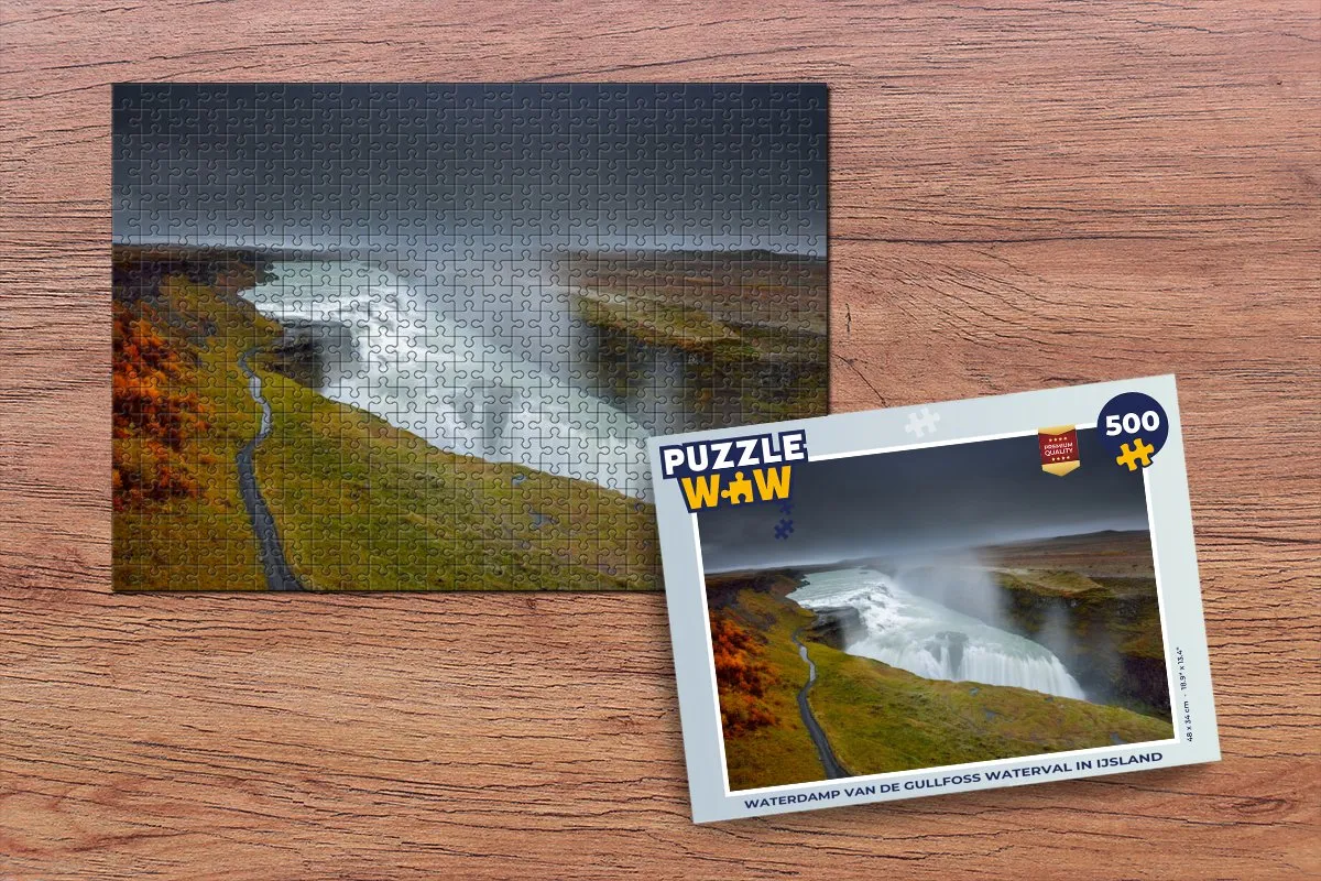 PuzzleWow Legpuzzel Gullfoss IJsland 500 Stuks - Multicolor