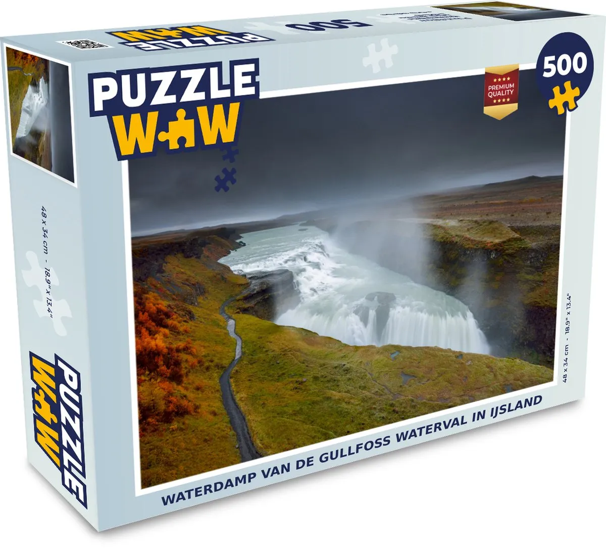 PuzzleWow Legpuzzel Gullfoss IJsland 500 Stuks - Multicolor