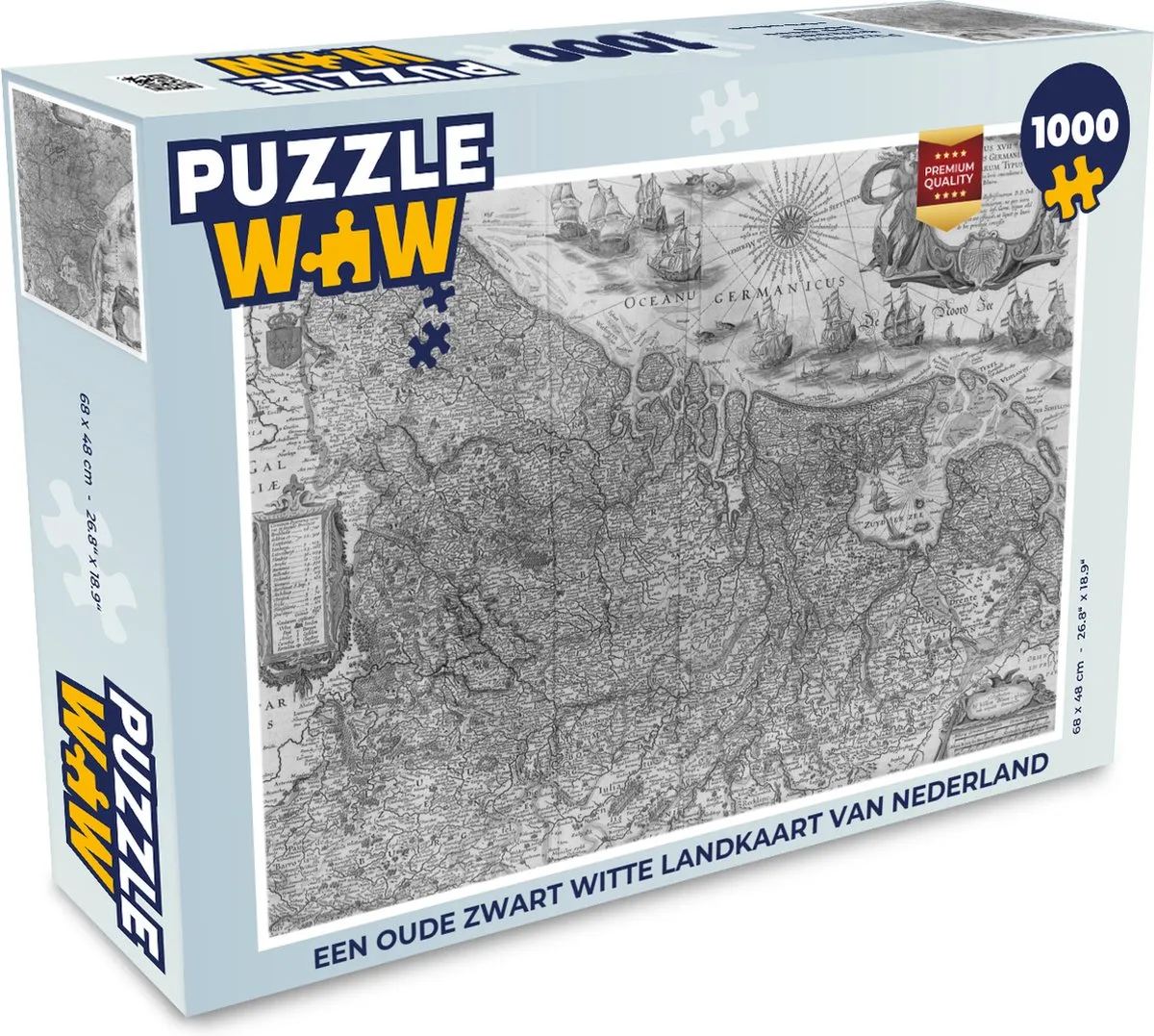 PuzzleWow Landkaart Nederland Puzzel 1000 Stuks - Multicolor
