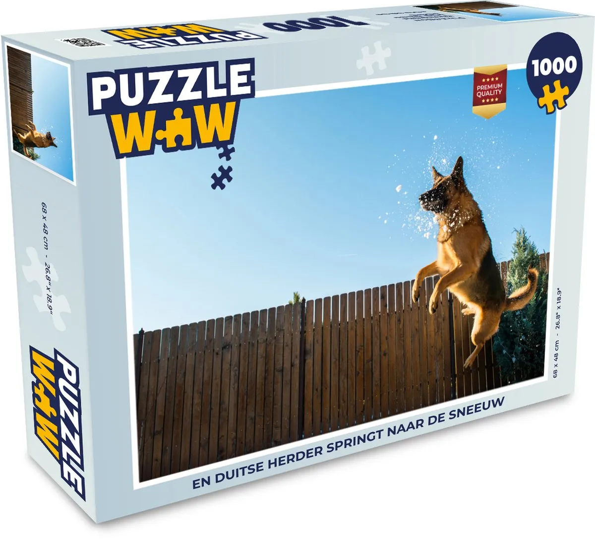 PuzzleWow Legpuzzel Duitse Herder Sneeuw 1000 Stuks - Multicolor