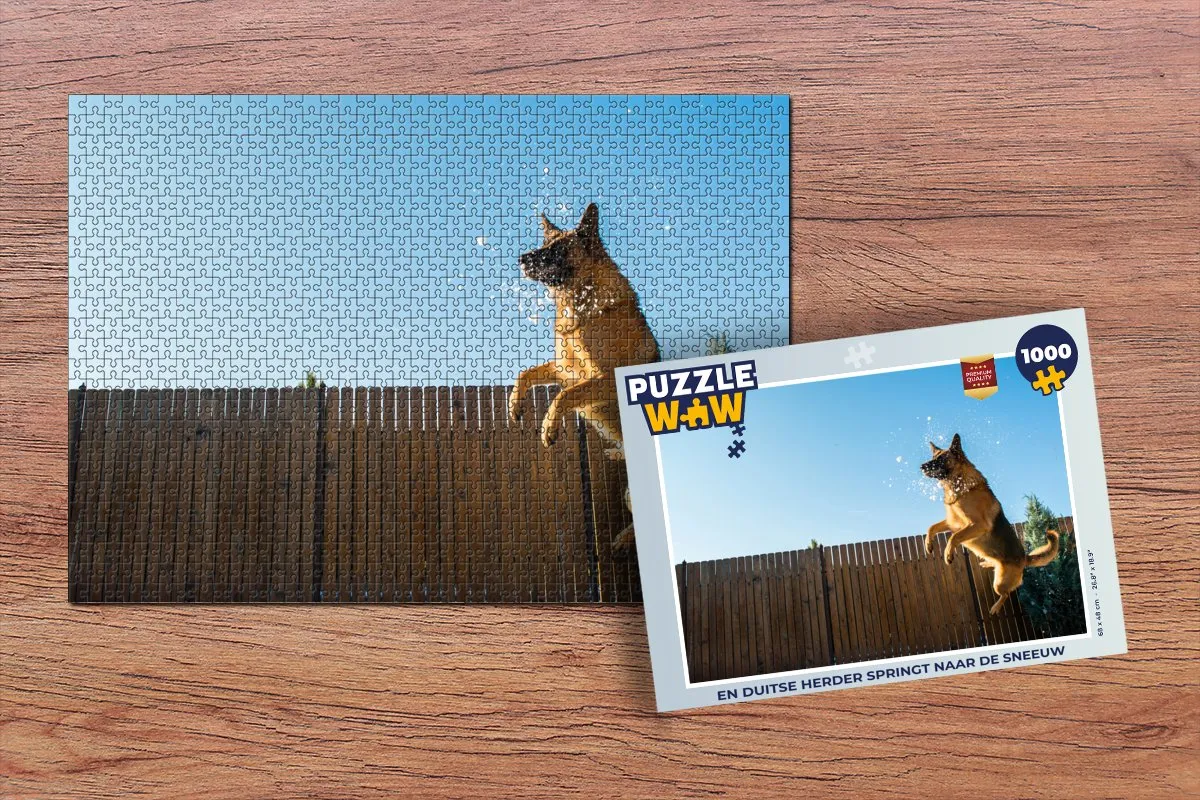 PuzzleWow Legpuzzel Duitse Herder Sneeuw 1000 Stuks - Multicolor