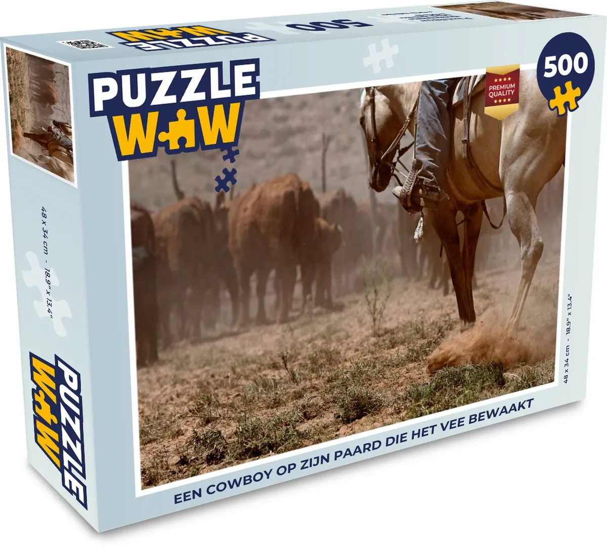 PuzzleWow Legpuzzel Cowboy op Paard 500 Stuks - Multicolor