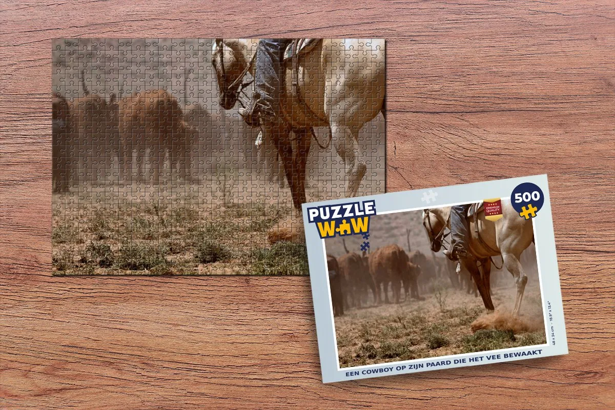 PuzzleWow Legpuzzel Cowboy op Paard 500 Stuks - Multicolor