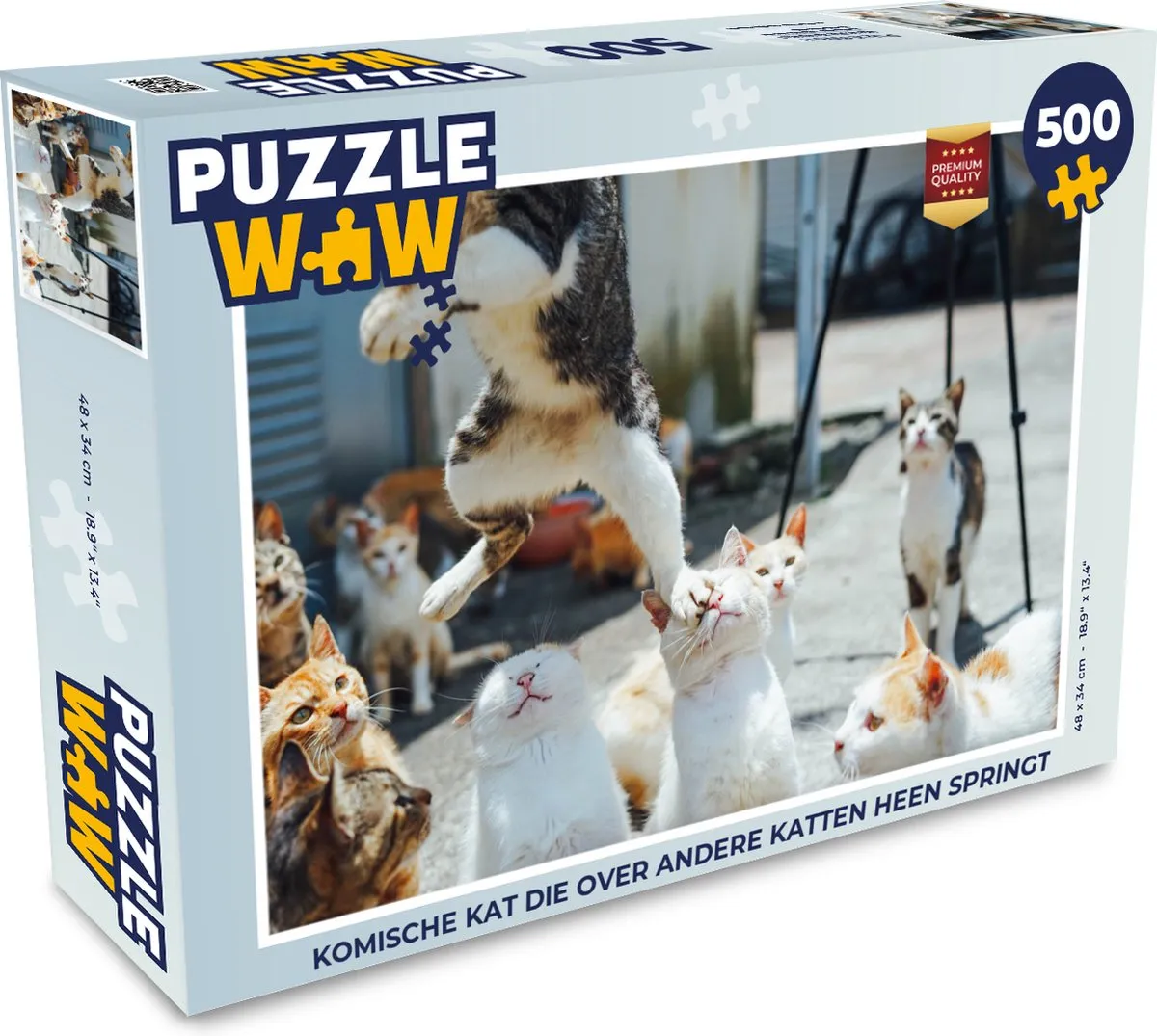 PuzzleWow Legpuzzel Komische Kat 500 Stuks - Multicolor