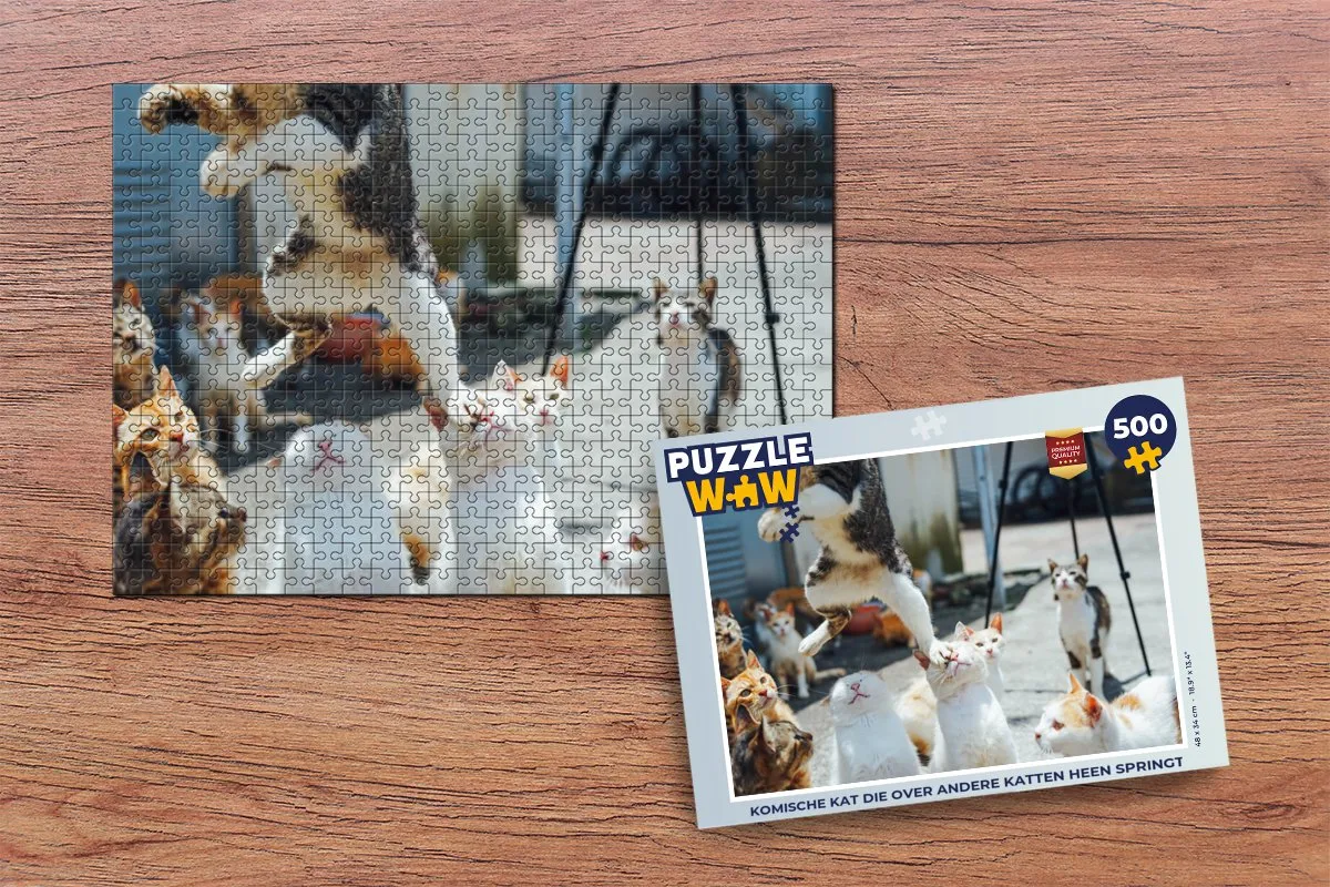 PuzzleWow Legpuzzel Komische Kat 500 Stuks - Multicolor