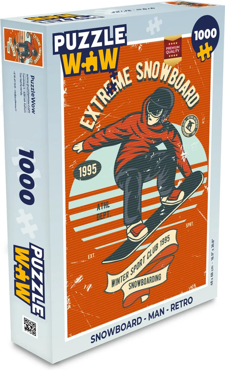PuzzleWow Snowboard Legpuzzel 1000 Stuks - Multicolor