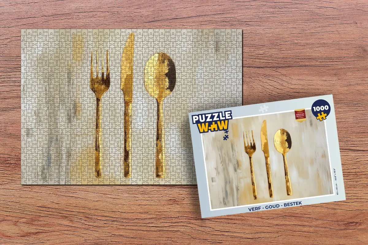 PuzzleWow Bestek Legpuzzel 1000 Stuks - Goud