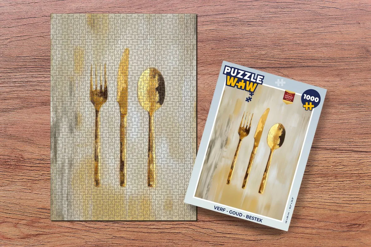PuzzleWow Bestek Legpuzzel 1000 Stuks - Goud