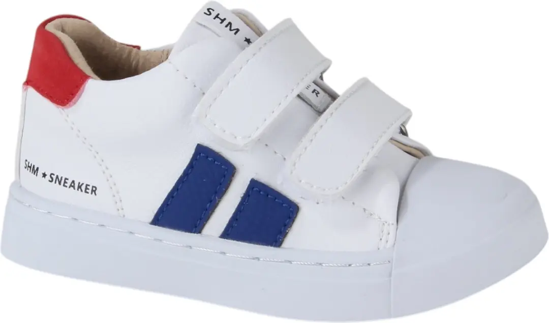 Shoesme witte sneaker met blauwe stripings