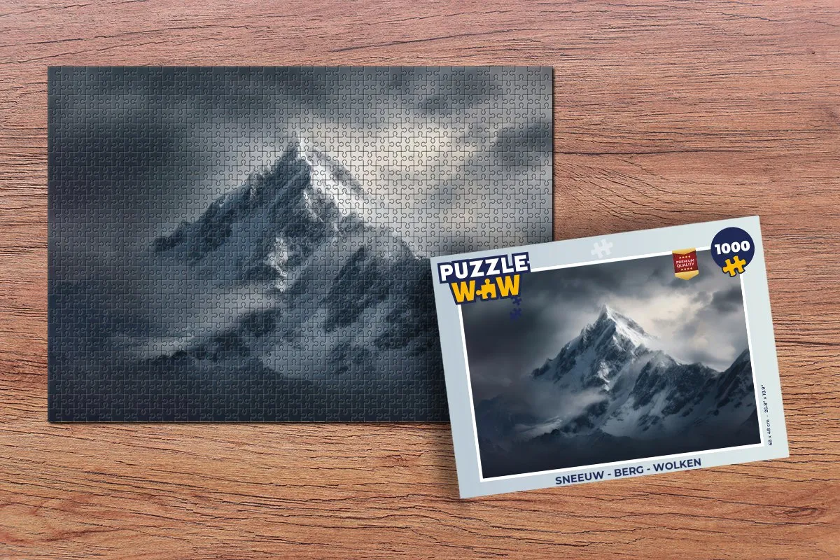 PuzzleWow Legpuzzel 1000 Stuks - Sneeuw Berg Wolken