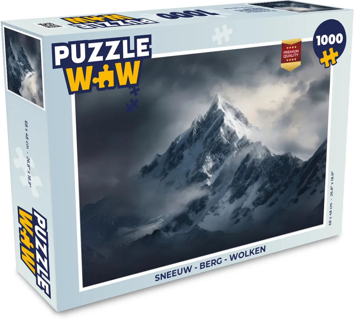 PuzzleWow Legpuzzel 1000 Stuks - Sneeuw Berg Wolken