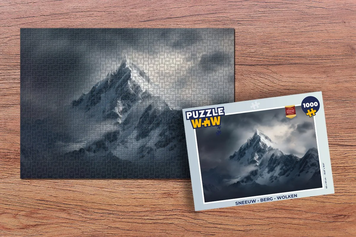 PuzzleWow Legpuzzel 1000 Stuks - Sneeuw Berg Wolken