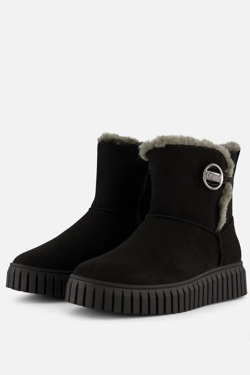 S.Oliver Gevoerde boots zwart Suede