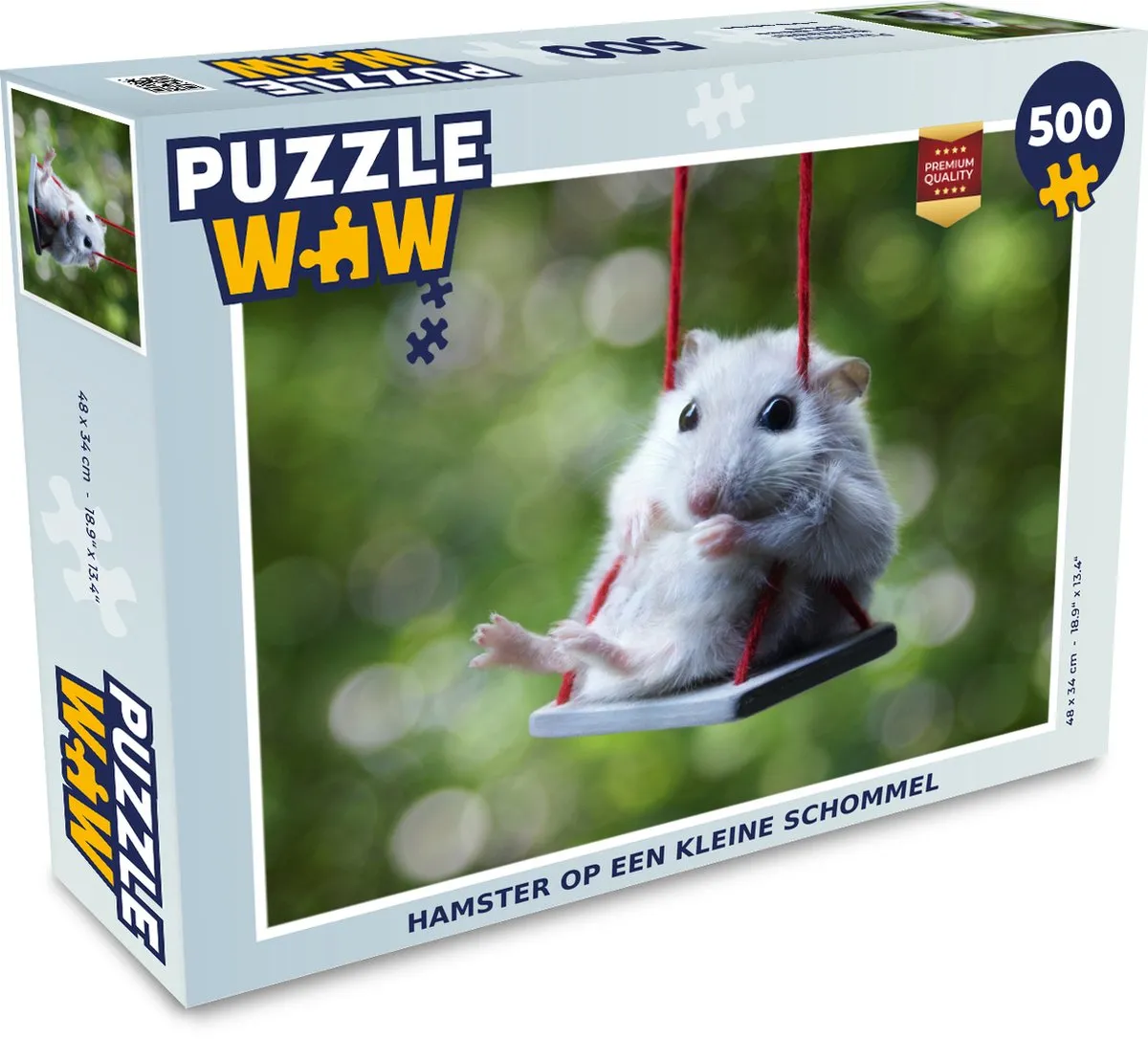 PuzzleWow Hamster op een kleine schommel Legpuzzel 500 Stuks - Multicolor