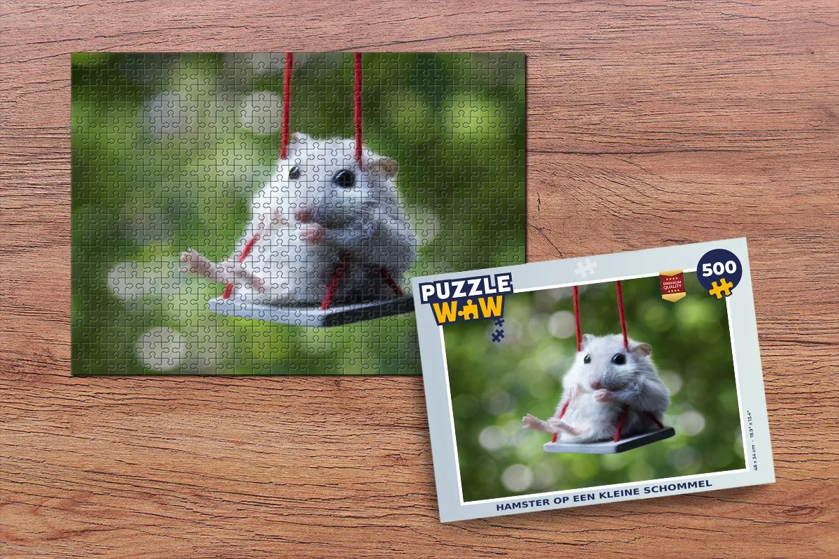 PuzzleWow Hamster op een kleine schommel Legpuzzel 500 Stuks - Multicolor
