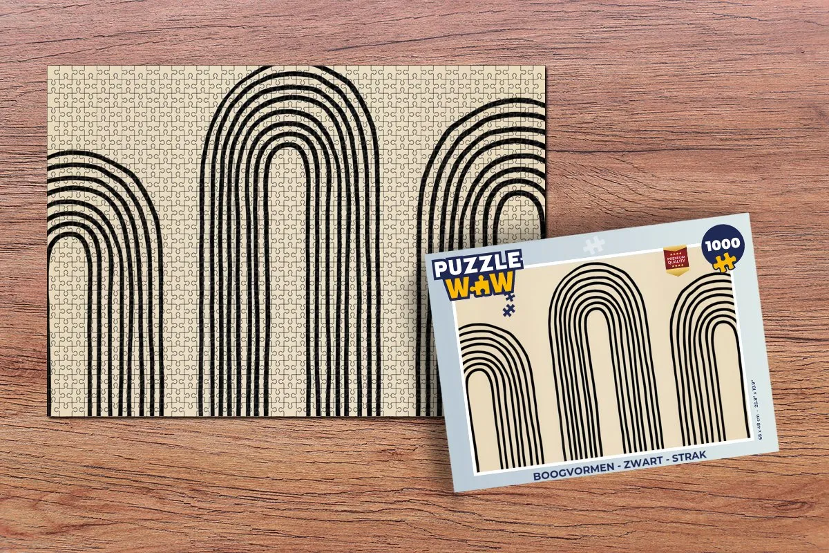 PuzzleWow Boogvormen Legpuzzel 1000 Stuks - Zwart