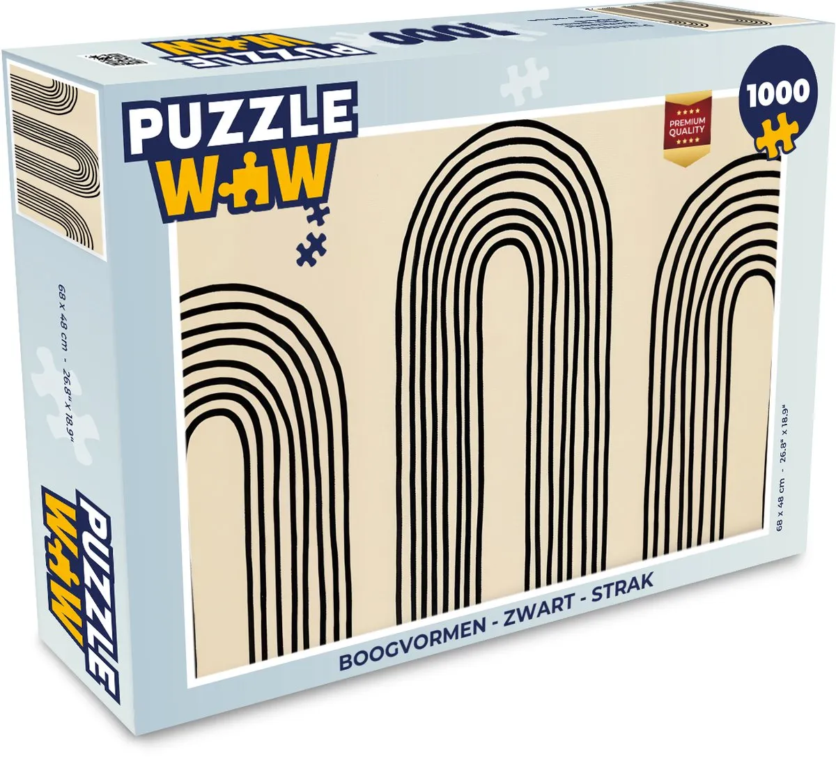 PuzzleWow Boogvormen Legpuzzel 1000 Stuks - Zwart