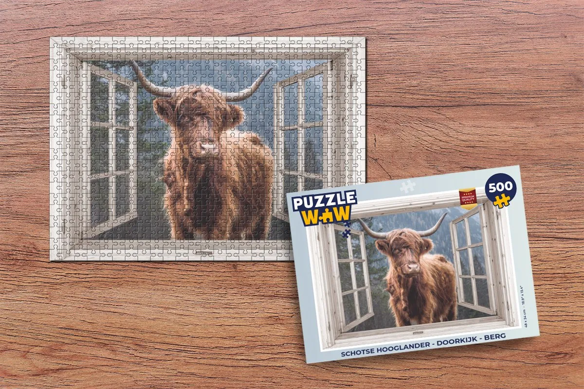 PuzzleWow Schotse Hooglander Legpuzzel 500 Stuks - Multicolor