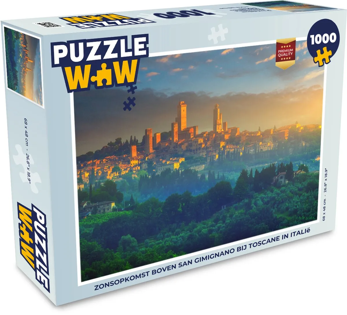PuzzleWow Legpuzzel Zonsopkomst San Gimignano 1000 Stuks - Multicolor