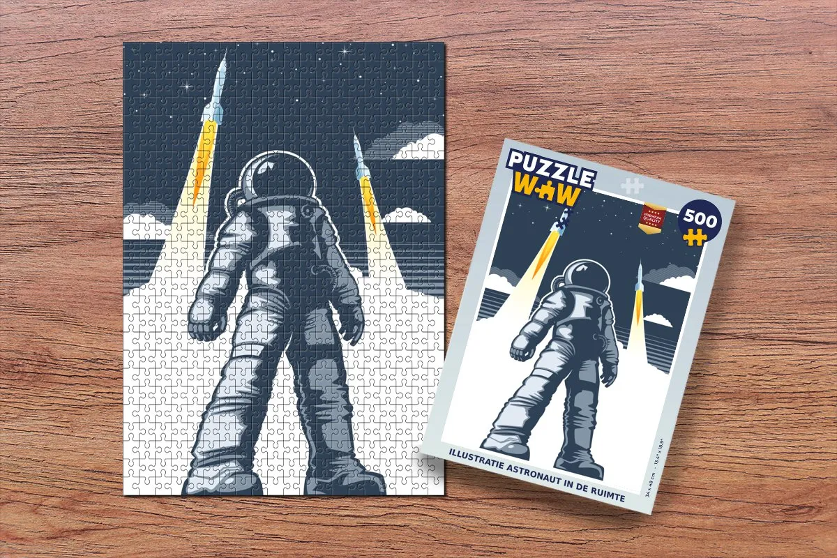 PuzzleWow Astronaut Raket Legpuzzel 500 Stuks - Multicolor