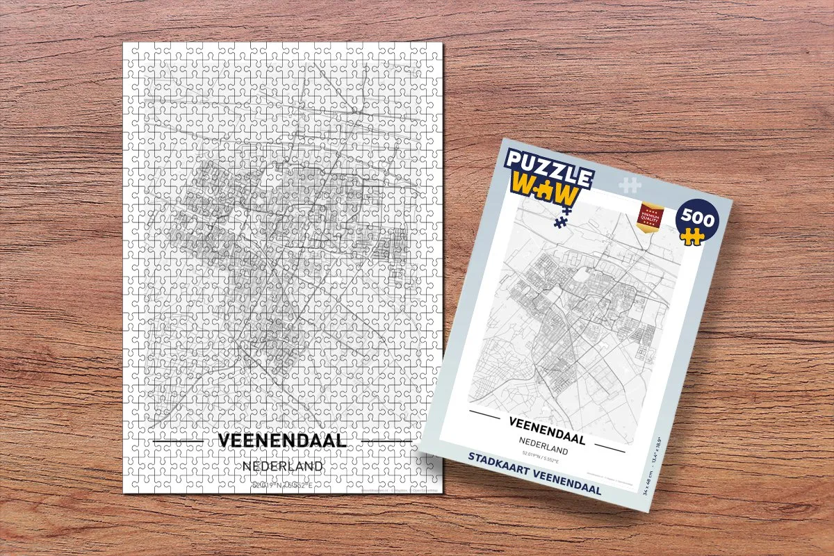PuzzleWow Stadkaart Veenendaal Legpuzzel 500 Stuks - Multicolor