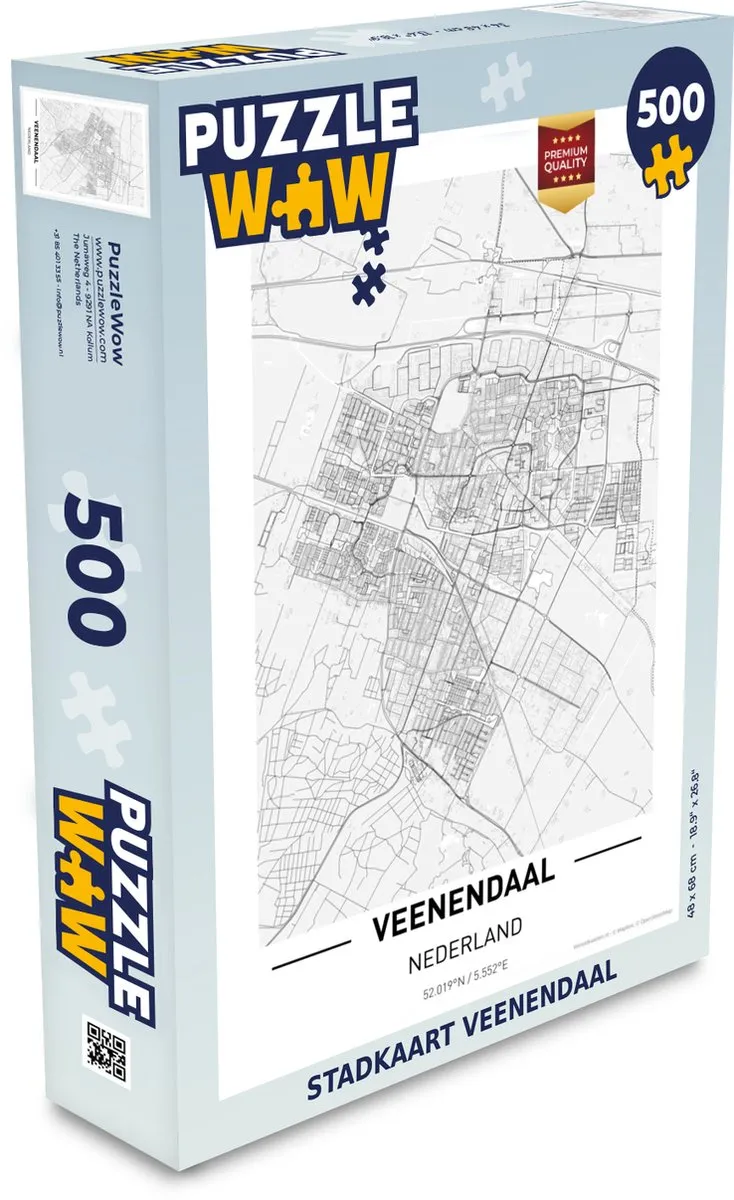 PuzzleWow Stadkaart Veenendaal Legpuzzel 500 Stuks