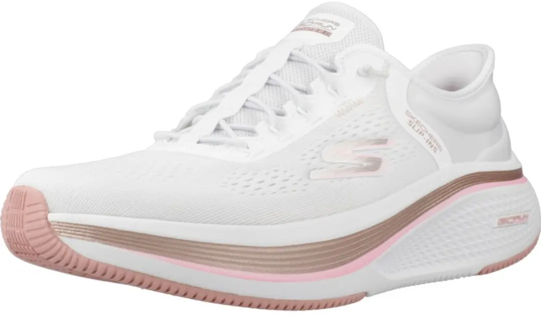 Skechers Hands Free Slip-Ins Go Run Elevated 2.0 Dames Sneaker 129006-WPK - Wit/roze - afbeelding 3 van 6
