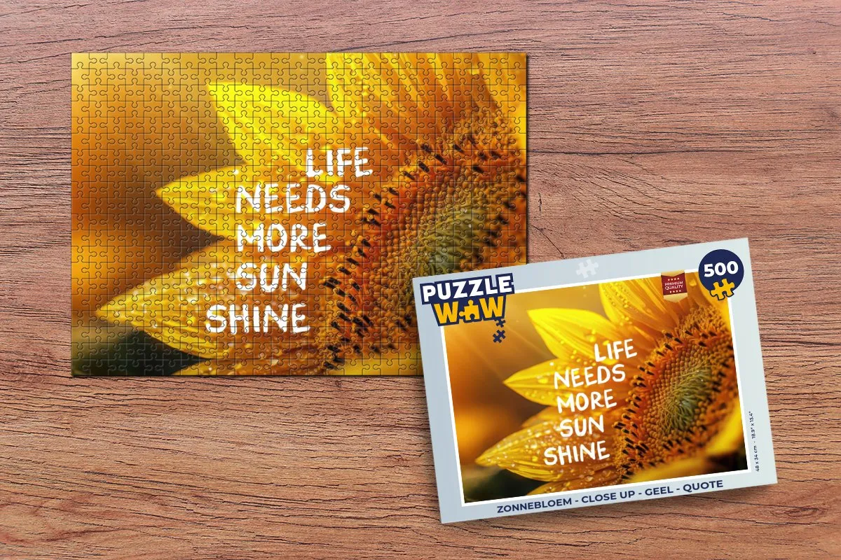 PuzzleWow Zonnebloem Quote Legpuzzel 500 Stuks - Geel