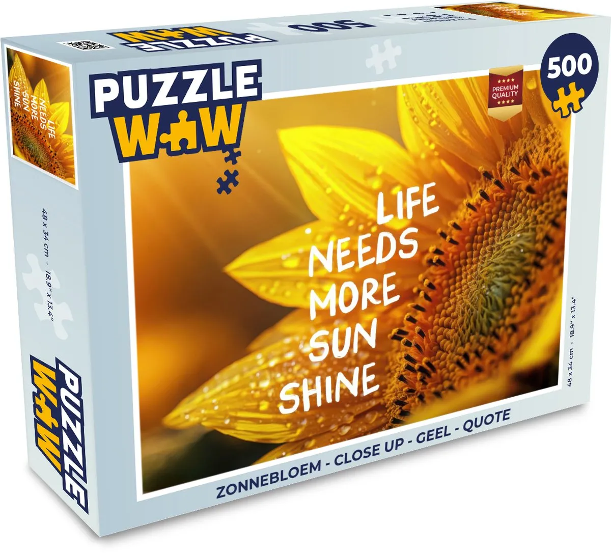PuzzleWow Zonnebloem Quote Legpuzzel 500 Stuks - Geel