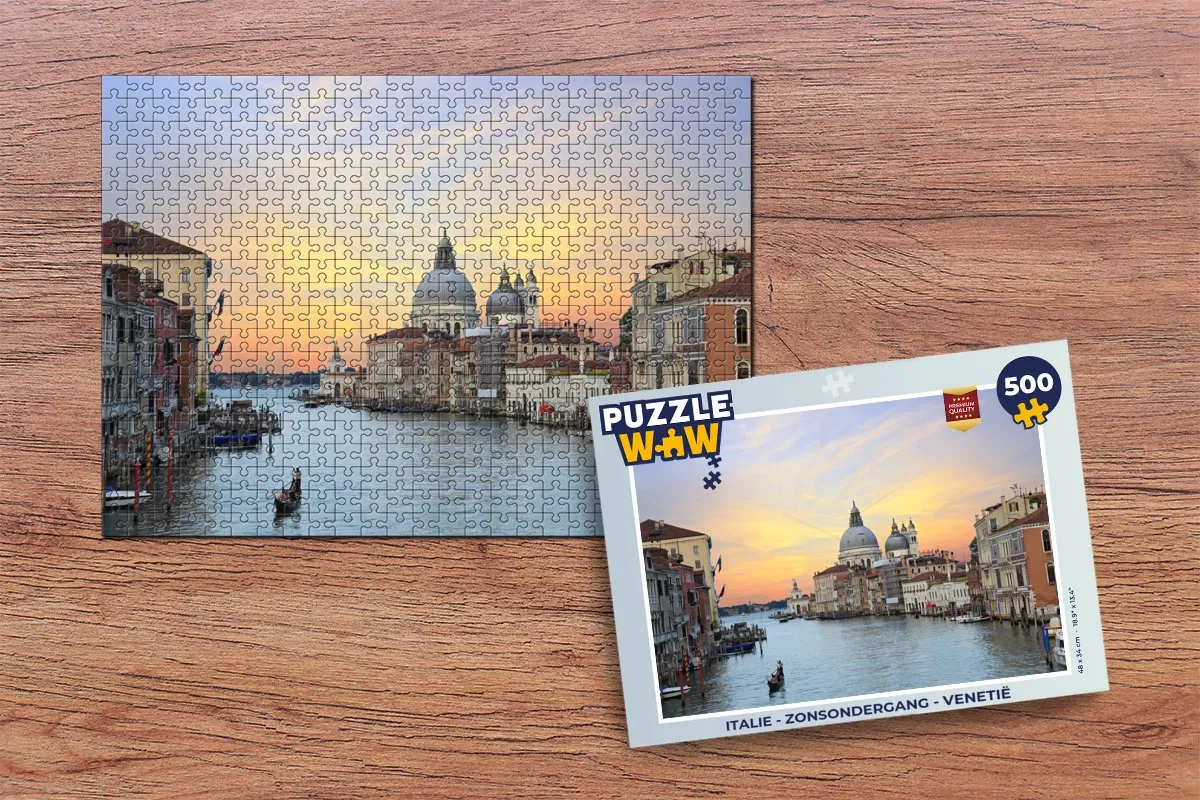 PuzzleWow Italië Legpuzzel Zonsondergang Venetië 500 Stuks - Multicolor