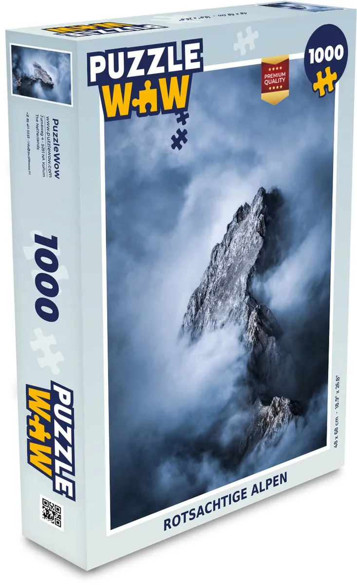 PuzzleWow Alpen Rots Wolken Legpuzzel 1000 Stuks - Multicolor