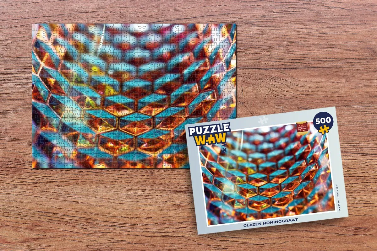PuzzleWow Glazen Honinggraat Legpuzzel 500 Stuks - Multicolor