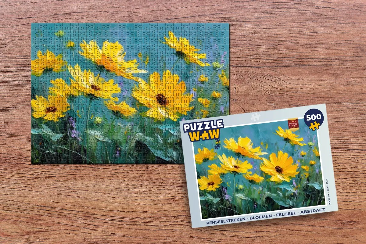 PuzzleWow Penseelstreken Bloemen Legpuzzel 500 Stuks - Felgeel