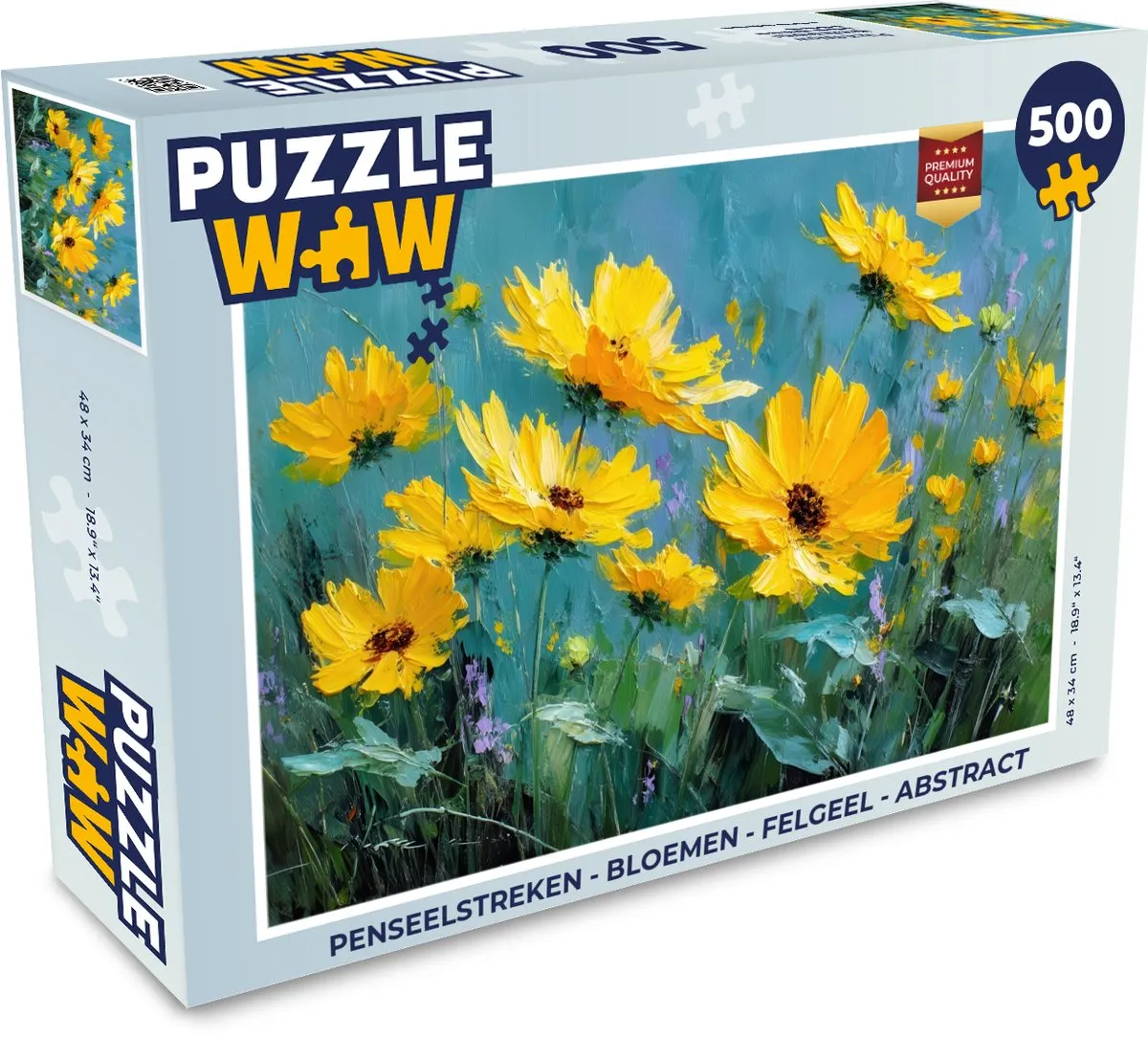 PuzzleWow Penseelstreken Bloemen Legpuzzel 500 Stuks - Felgeel
