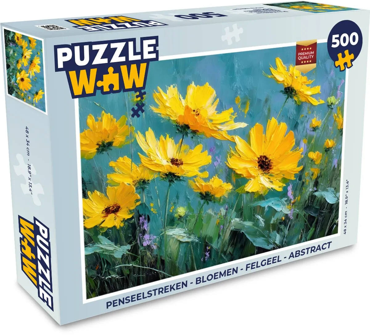 PuzzleWow Penseelstreken Bloemen Legpuzzel 500 Stuks - Felgeel