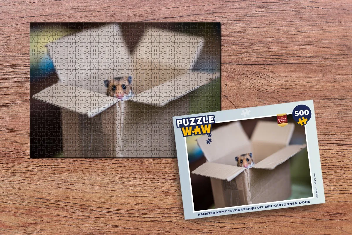 PuzzleWow Hamster Kartonnen Doos Legpuzzel 500 Stuks - Multicolor