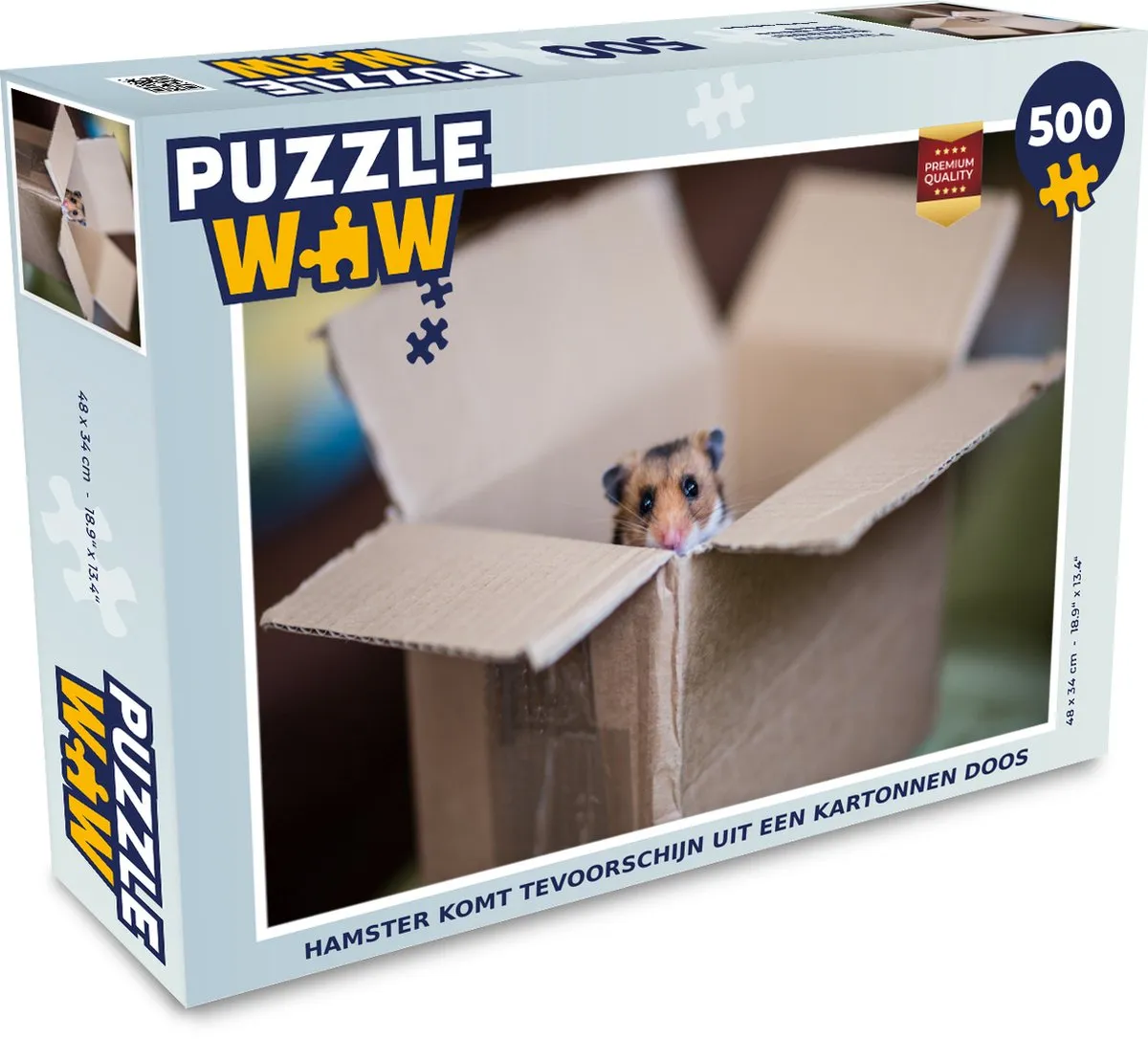 PuzzleWow Hamster Kartonnen Doos Legpuzzel 500 Stuks - Multicolor