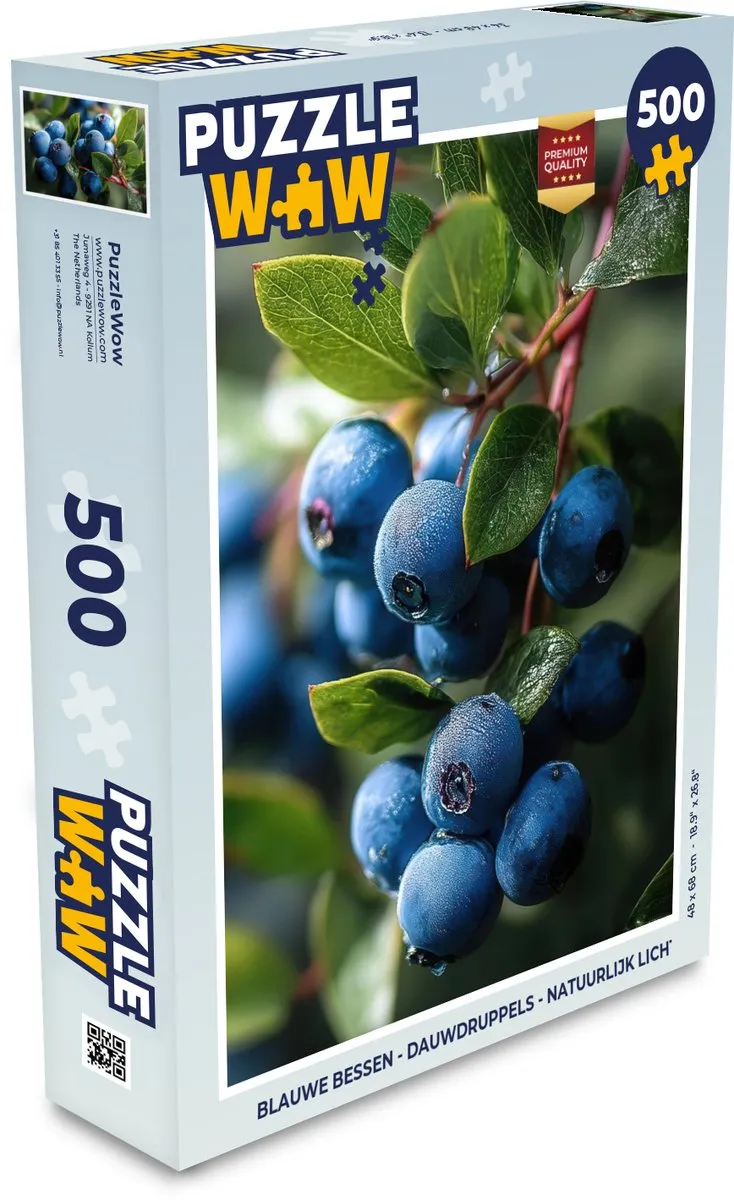 PuzzleWow Blauwe Bessen Legpuzzel 500 Stuks - Blauw