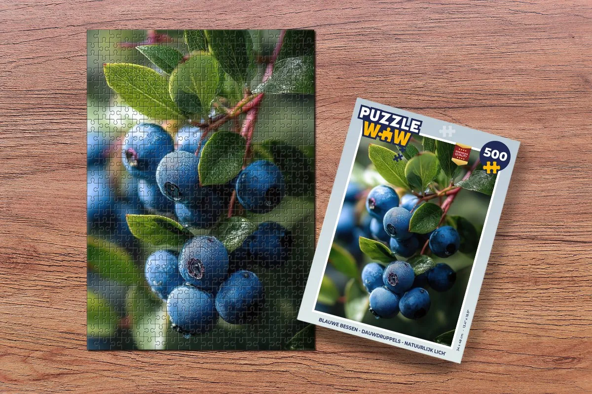 PuzzleWow Blauwe Bessen Legpuzzel 500 Stuks - Blauw