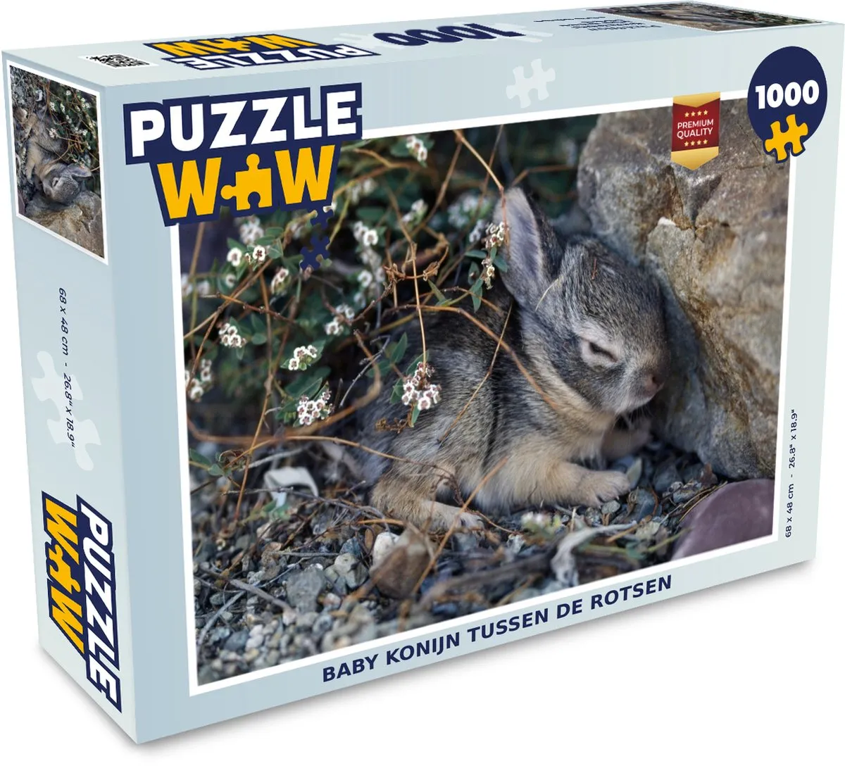 PuzzleWow Baby Konijn Rots Huisdier Legpuzzel 1000 Stuks - Multicolor