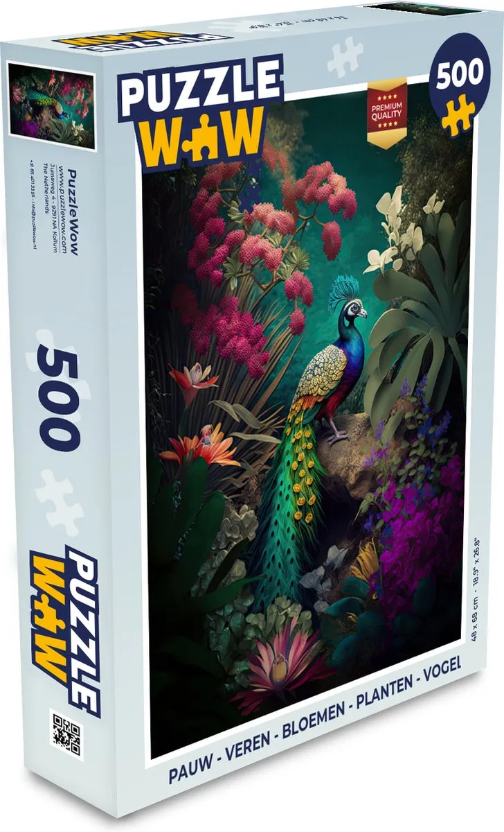 PuzzleWow Legpuzzel 500 Stuks - Bloemen & Vogels - Multicolor