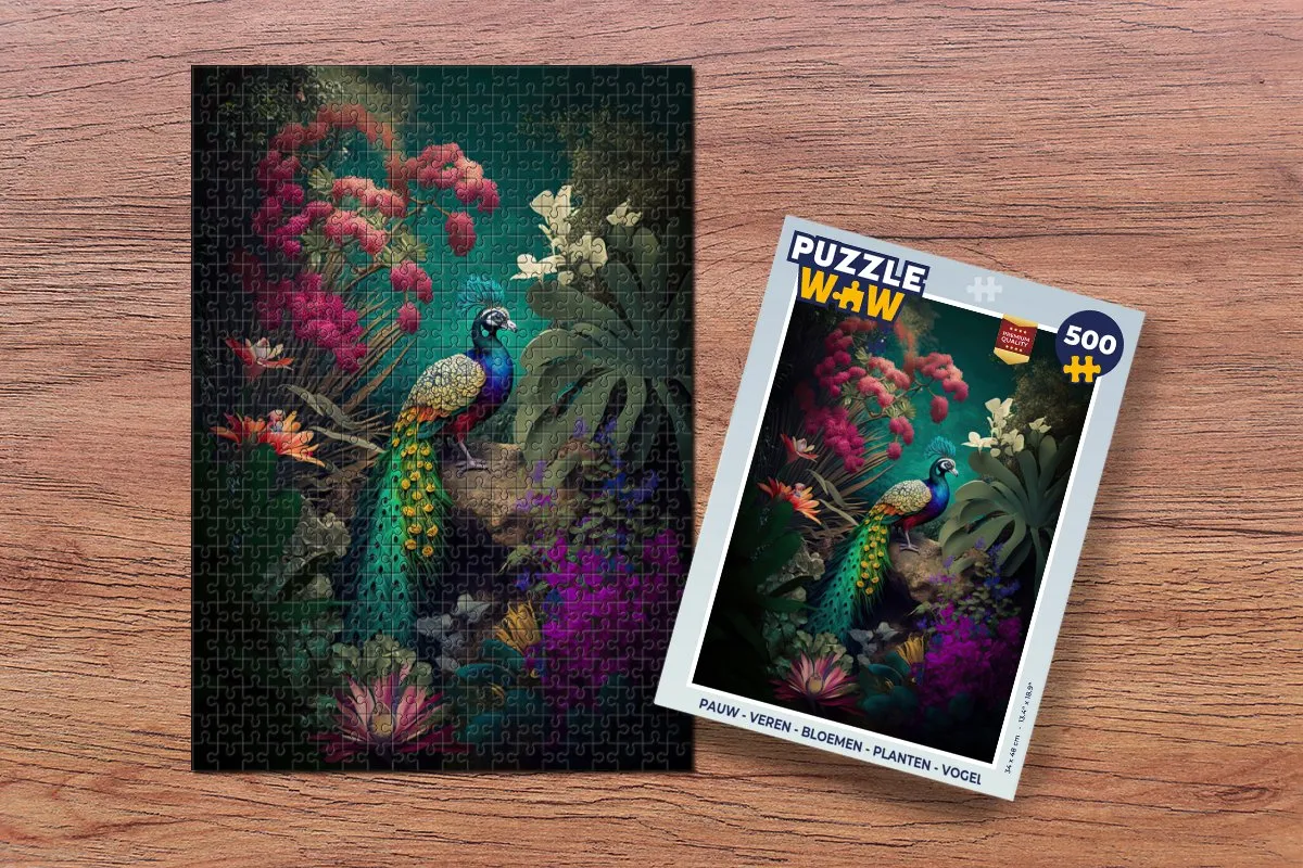 PuzzleWow Legpuzzel 500 Stuks - Bloemen & Vogels - Multicolor