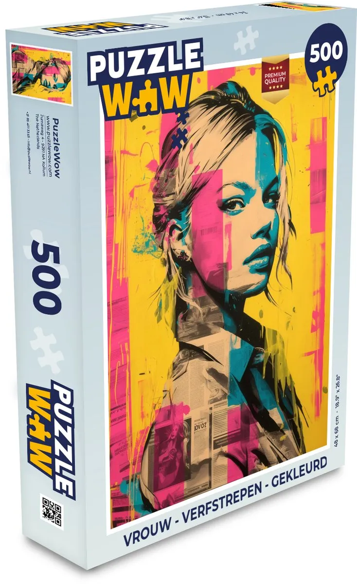 PuzzleWow Vrouw Verfstrepen Legpuzzel 500 Stuks
