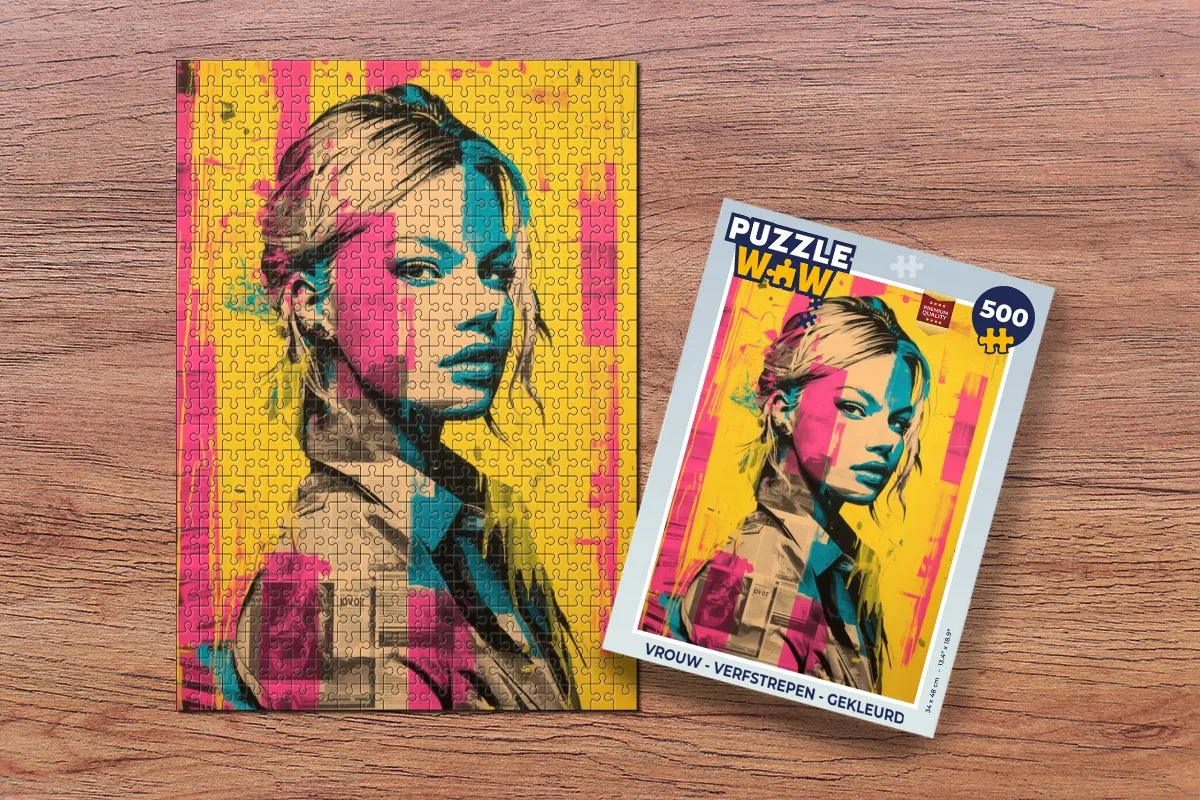 PuzzleWow Vrouw Verfstrepen Legpuzzel 500 Stuks