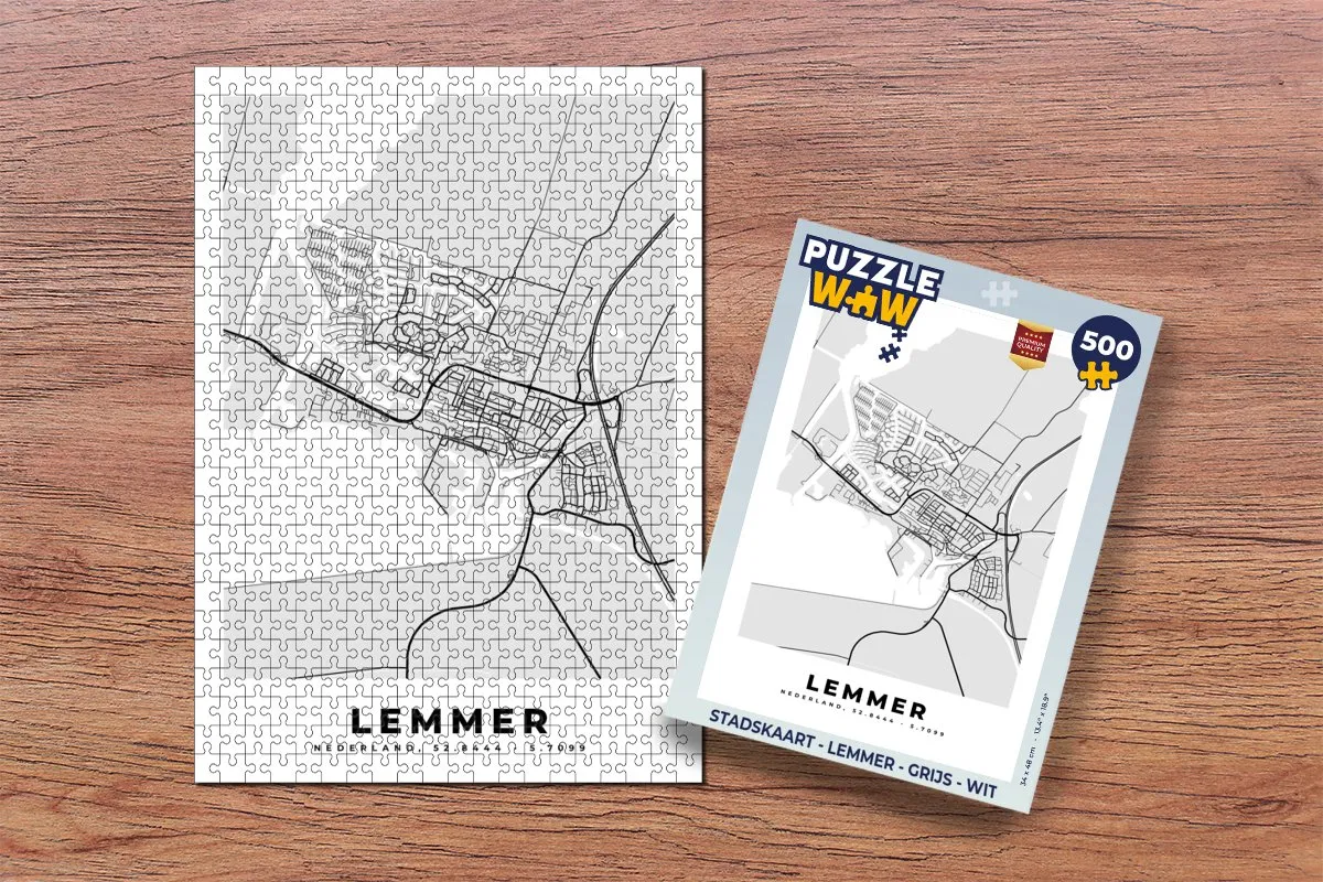PuzzleWow Stadskaart Lemmer Legpuzzel 500 Stuks - Multicolor