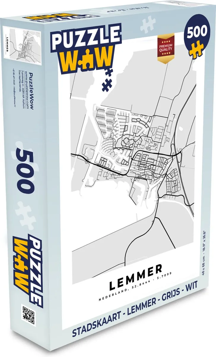 PuzzleWow Stadskaart Lemmer Legpuzzel 500 Stuks - Multicolor